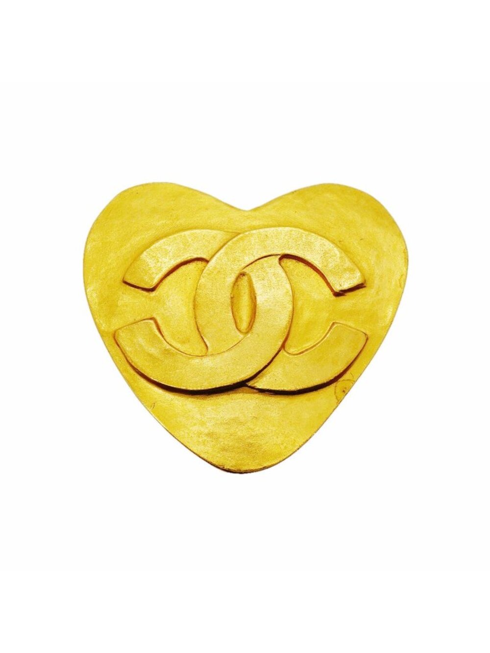 Chanel Brooch Vintage CC Logo Heart Motif Gold Plated